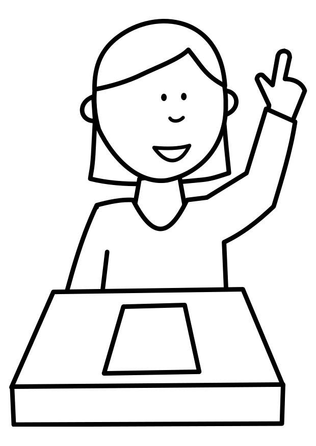 alumna levanta la mano Dibujo para colorear alumna levanta la mano