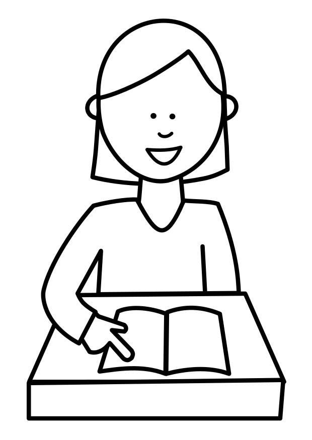 alumna leyendo Dibujo para colorear alumna leyendo