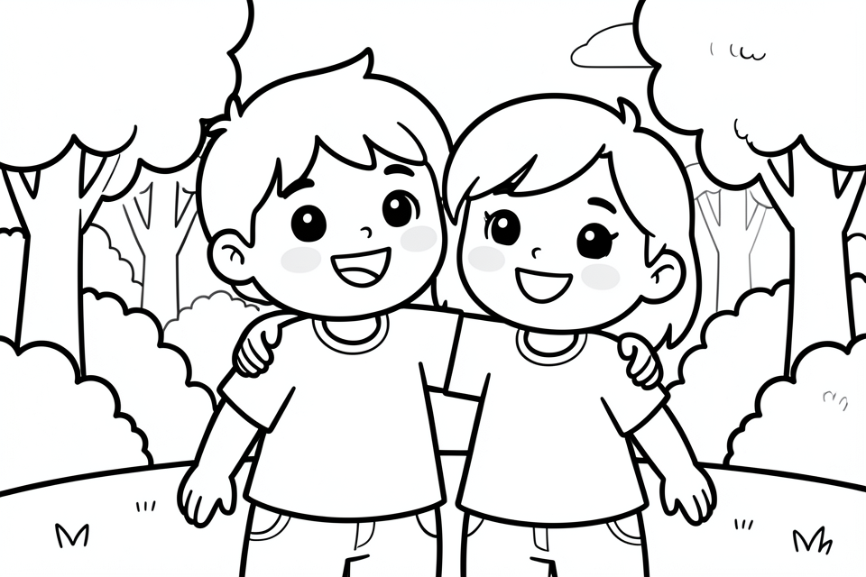 Dibujo para colorear amistad