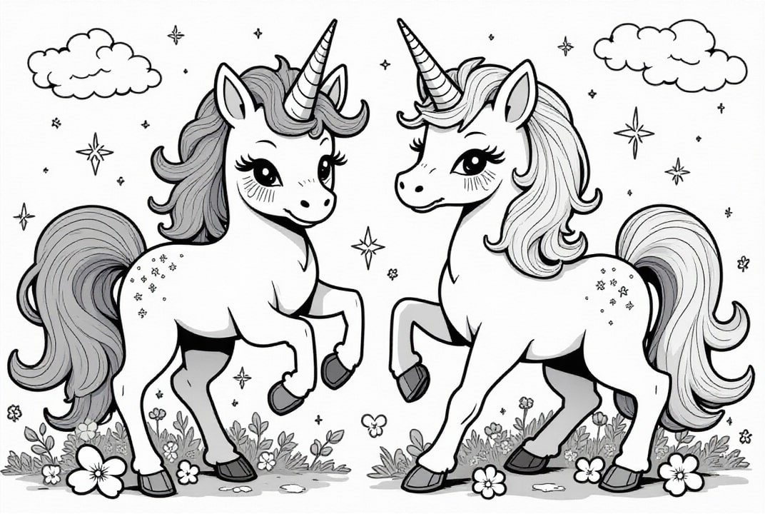 amistad unicornio Dibujo para colorear amistad unicornio