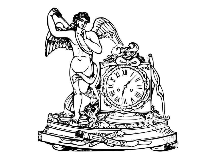 A¡ngel con reloj Dibujo para colorear A¡ngel con reloj