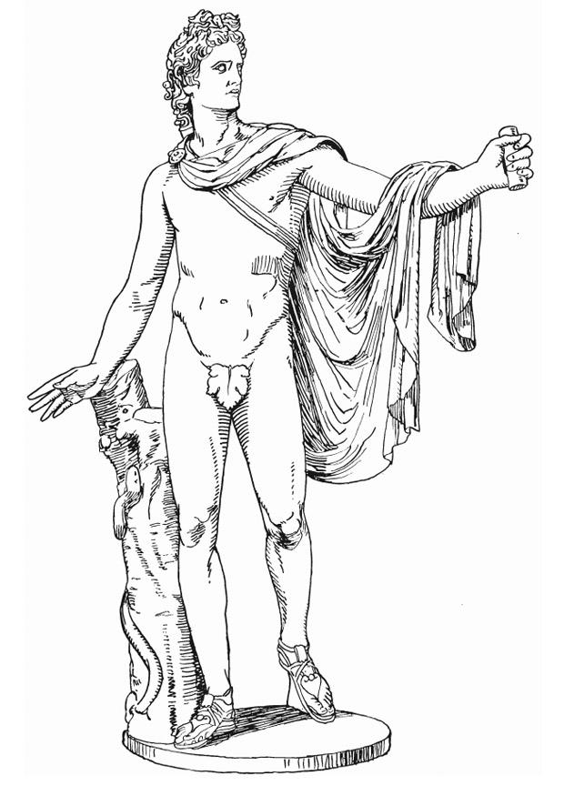 Dibujo para colorear apolo, un dios griego