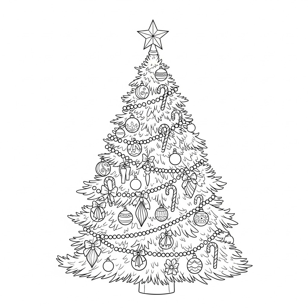 A¡rbol de navidad decorado Dibujo para colorear A¡rbol de navidad decorado