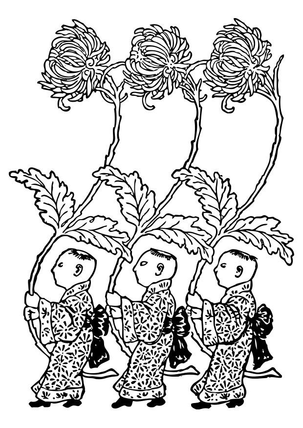 asia - portadores de crisantemo amarillo Dibujo para colorear asia - portadores de crisantemo amarillo