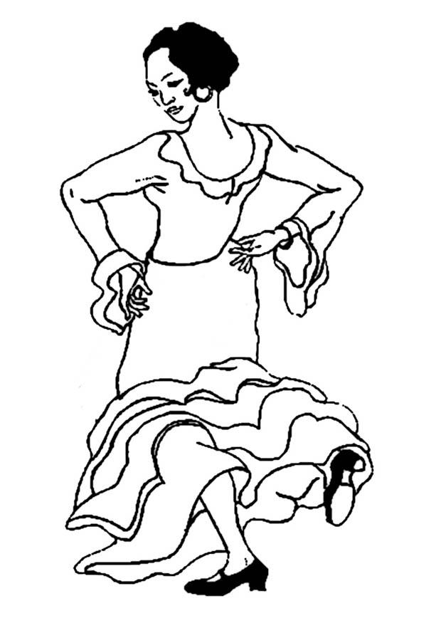 Dibujo para colorear bailaora de flamenco