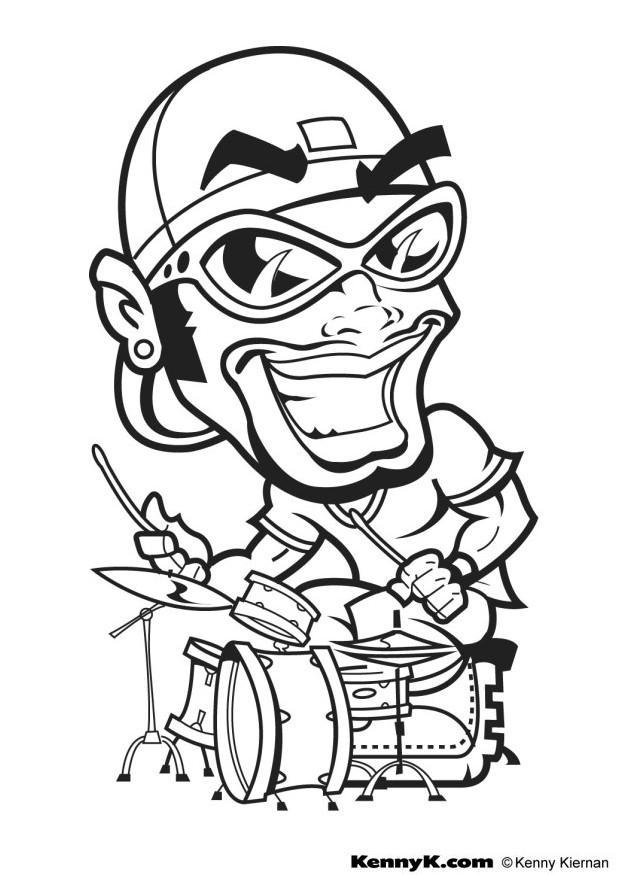 Dibujo para colorear baterA­a de hip hop