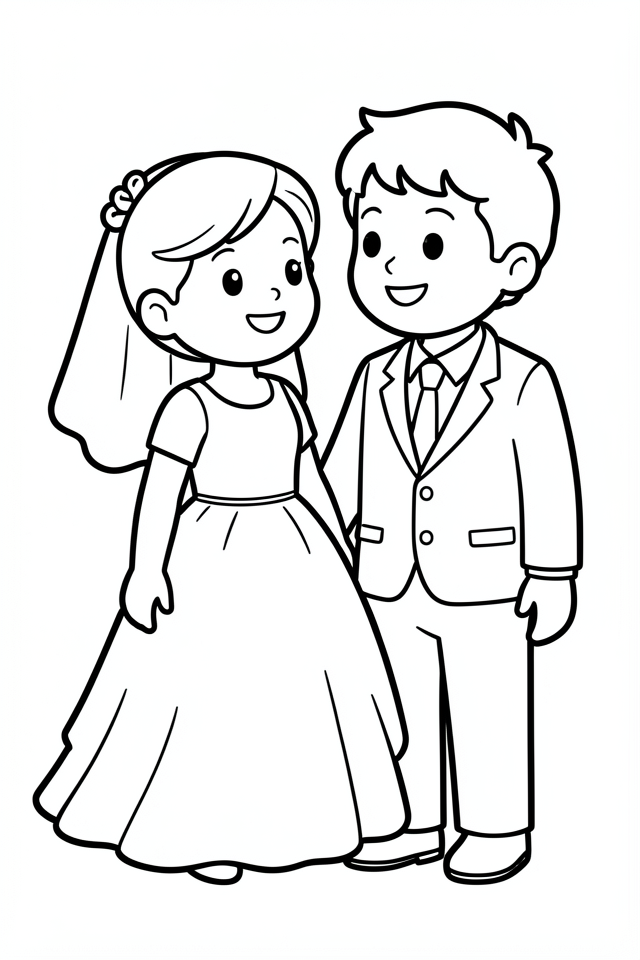 Dibujo para colorear boda