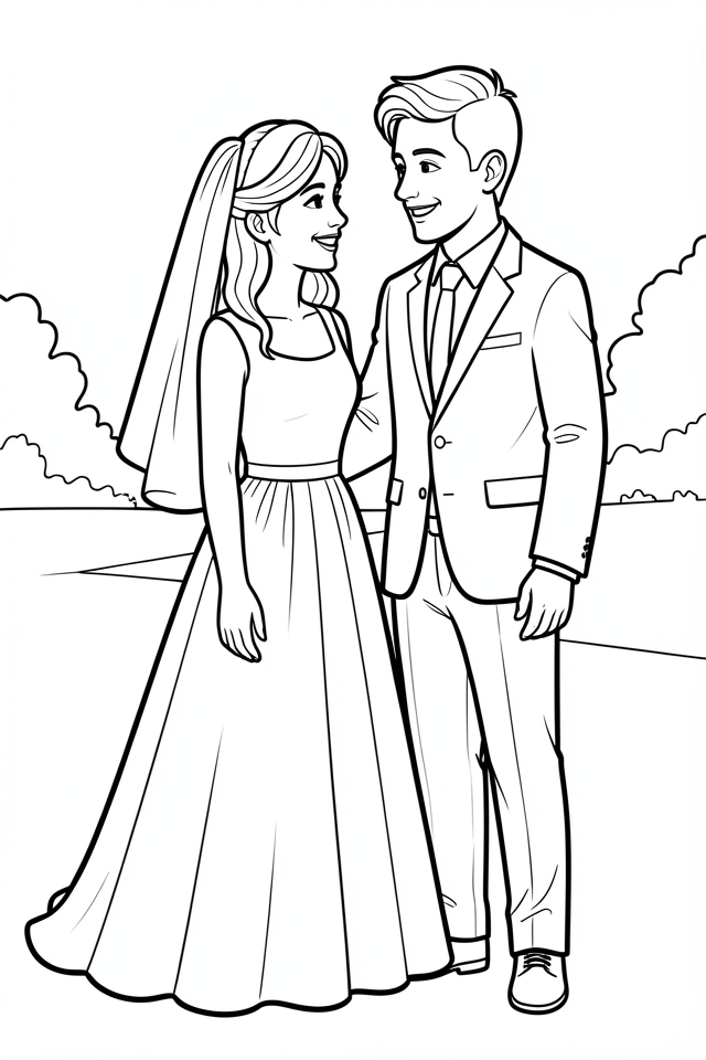 Dibujo para colorear boda