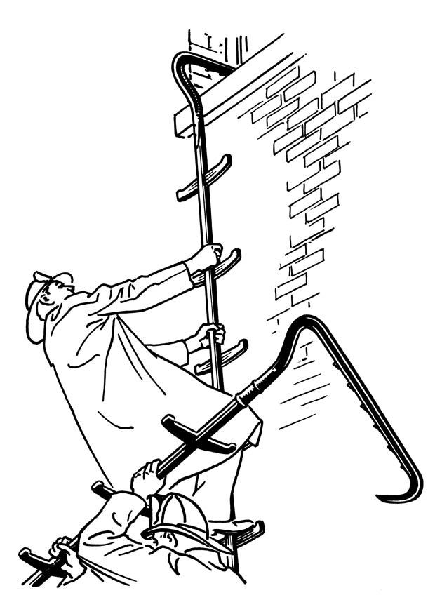 bombero con escalera Dibujo para colorear bombero con escalera