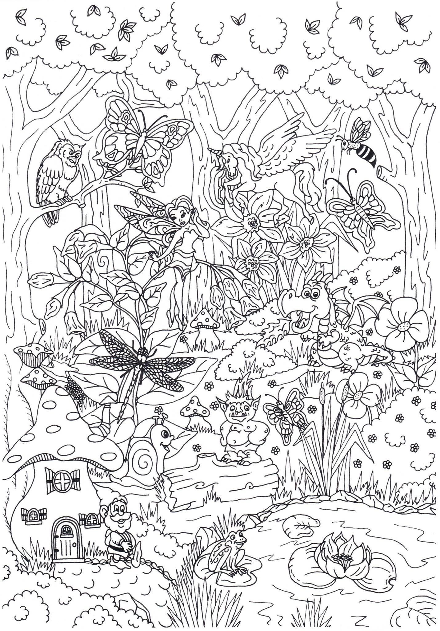 bosque de cuento de hadas Dibujo para colorear bosque de cuento de hadas