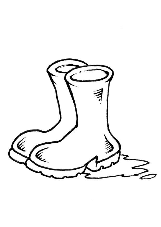 Dibujo para colorear botas para la lluvia