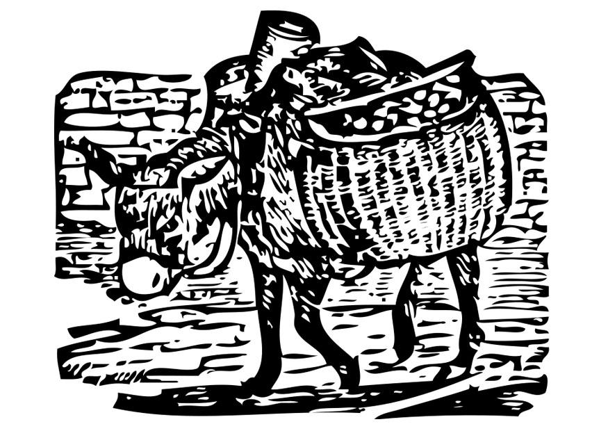burro cargado Dibujo para colorear burro cargado