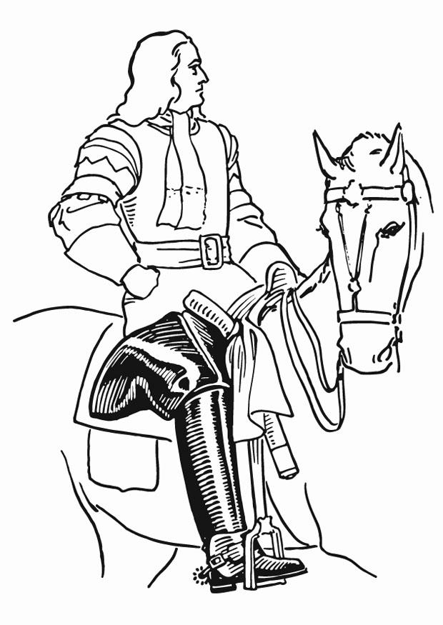 Dibujo para colorear caballero con botas