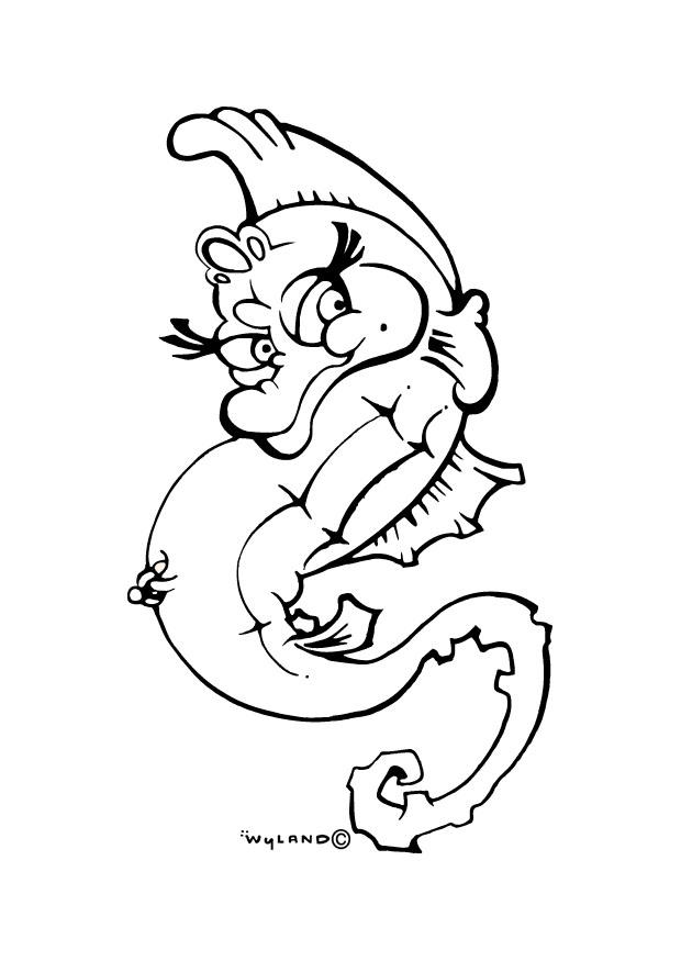 Dibujo para colorear caballito de mar
