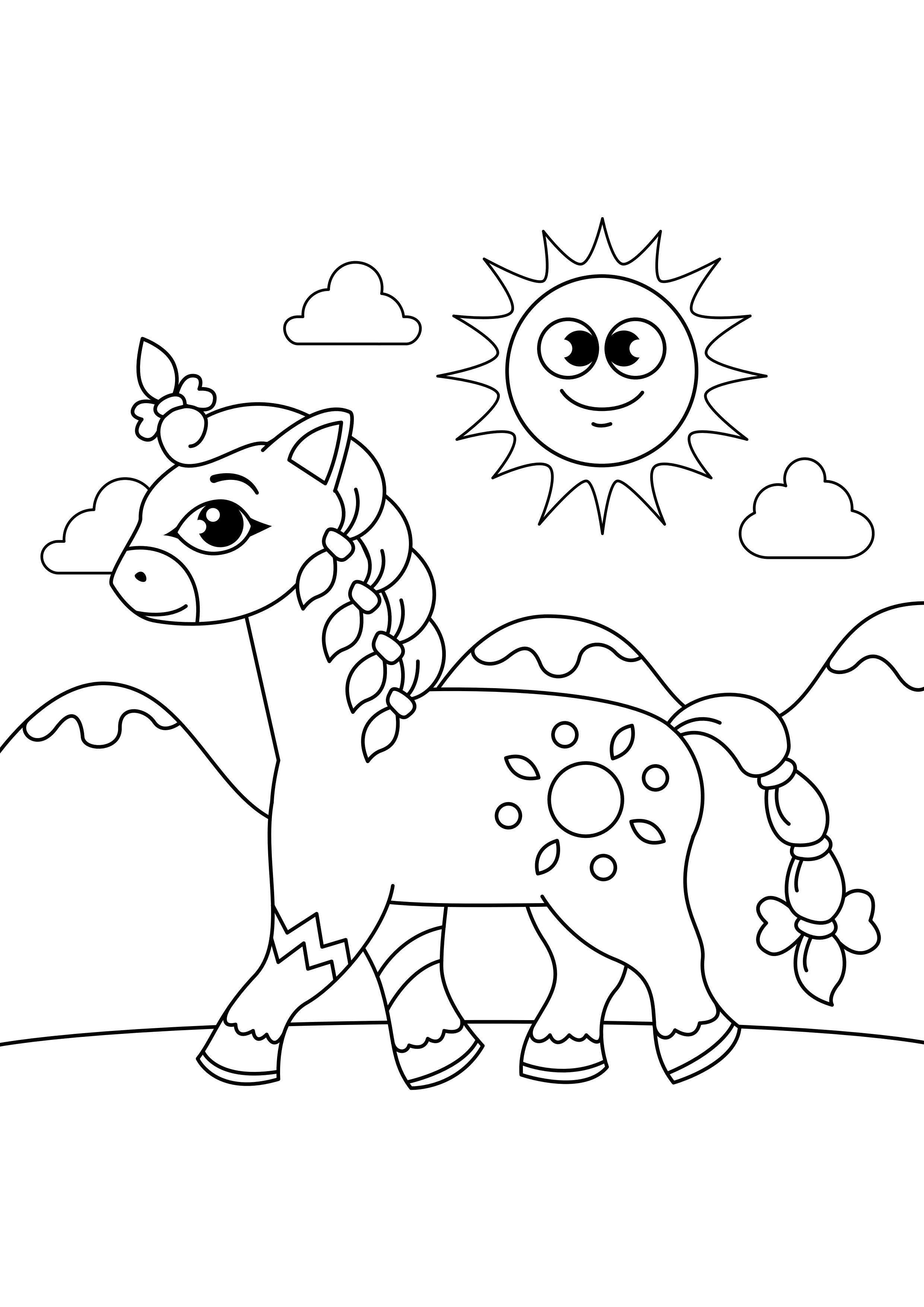 caballo con trenzas Dibujo para colorear caballo con trenzas