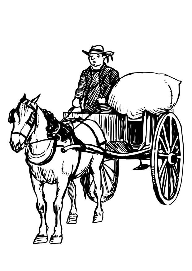 caballo y carro Dibujo para colorear caballo y carro