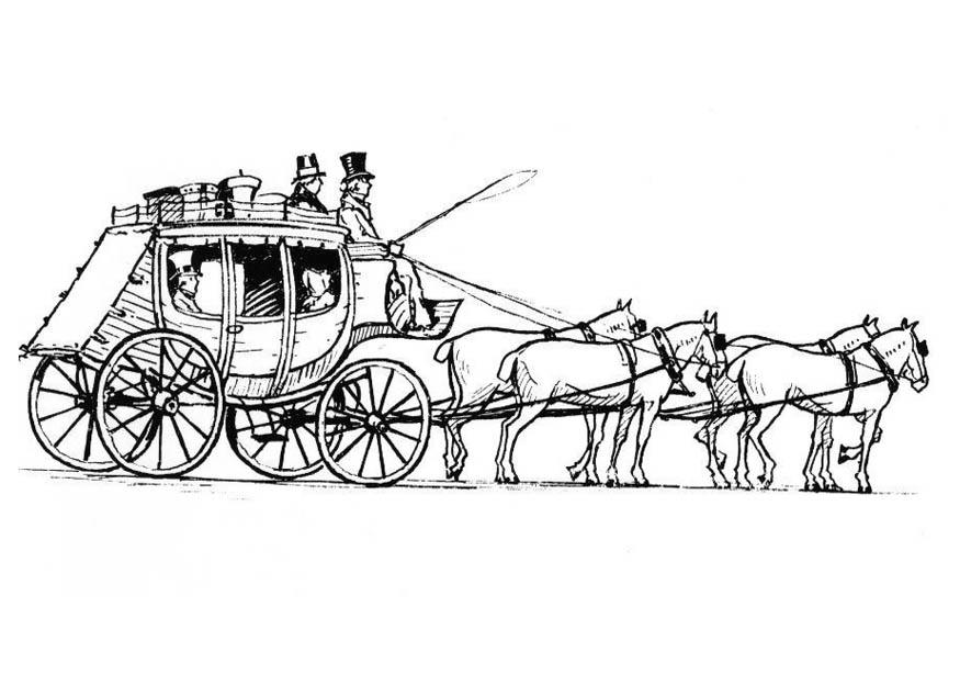 caballos con carro Dibujo para colorear caballos con carro