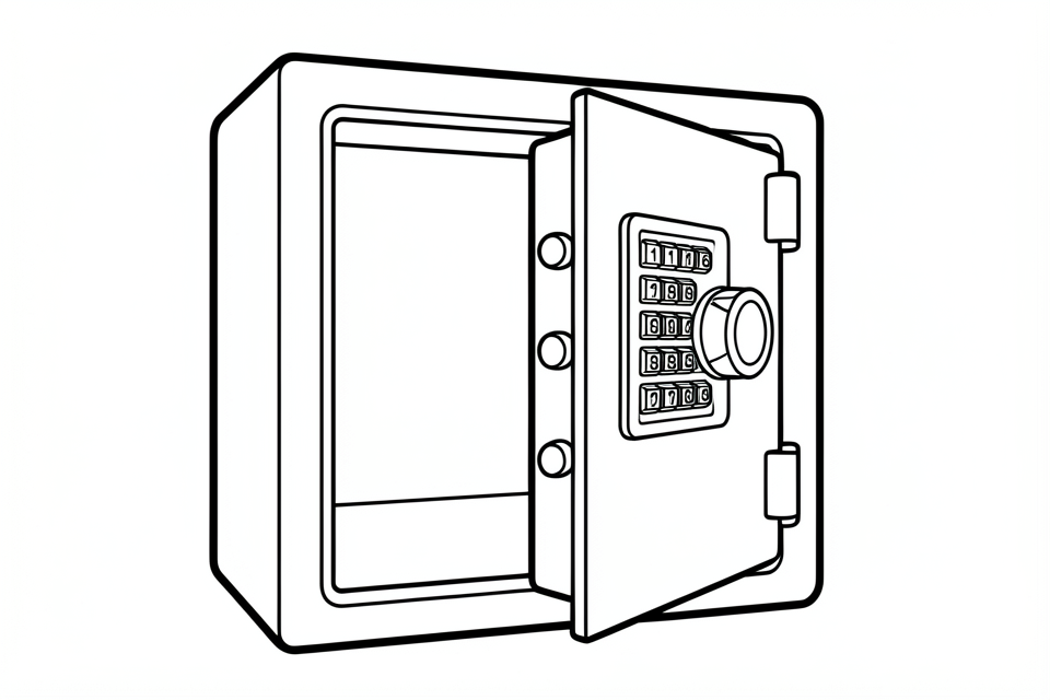 caja fuerte con cerradura Dibujo para colorear caja fuerte con cerradura