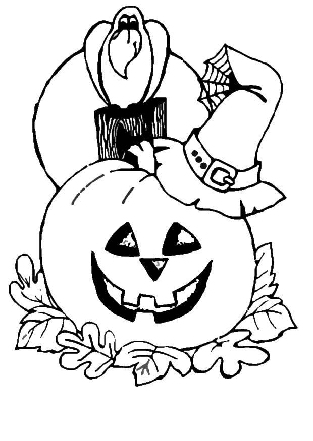 calabaza con cuervo Dibujo para colorear calabaza con cuervo
