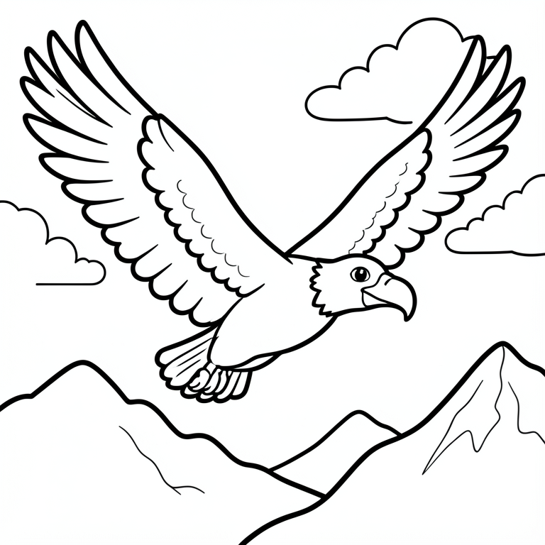 Dibujo para colorear cA³ndor en las montanas