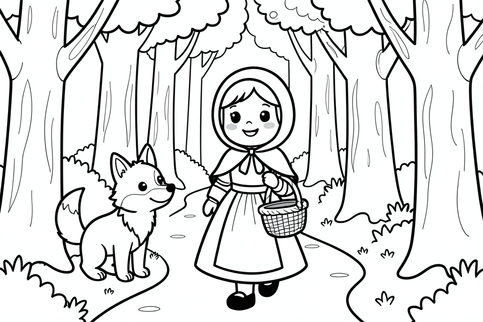 caperucita roja y el lobo Dibujo para colorear caperucita roja y el lobo