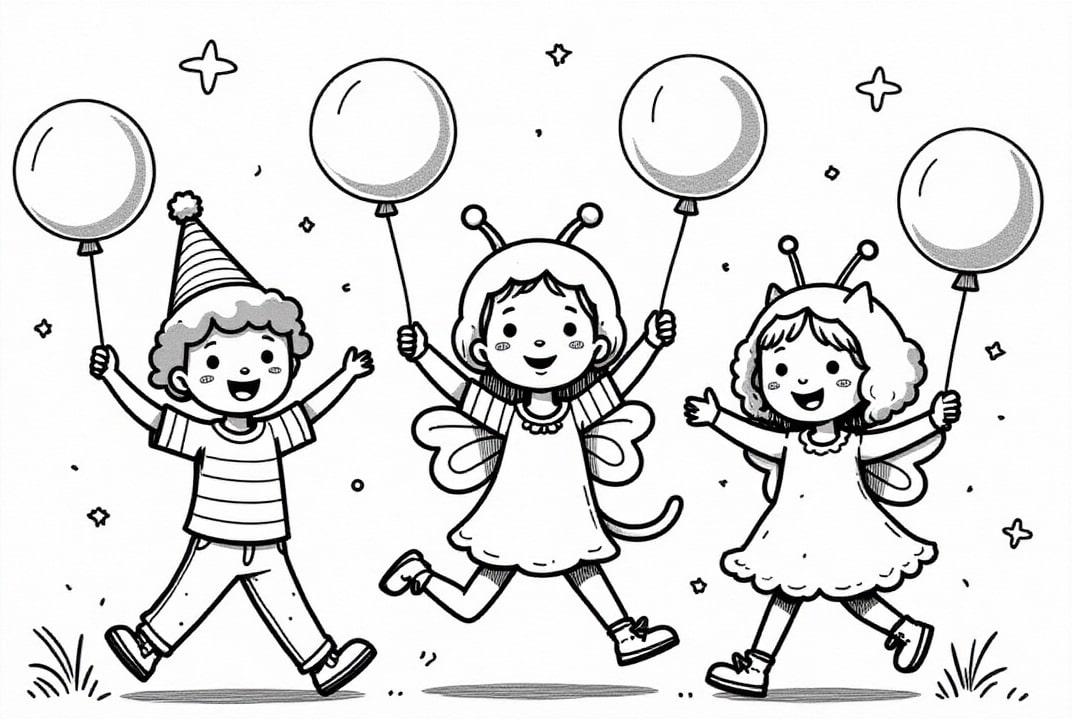 carnaval con globos Dibujo para colorear carnaval con globos
