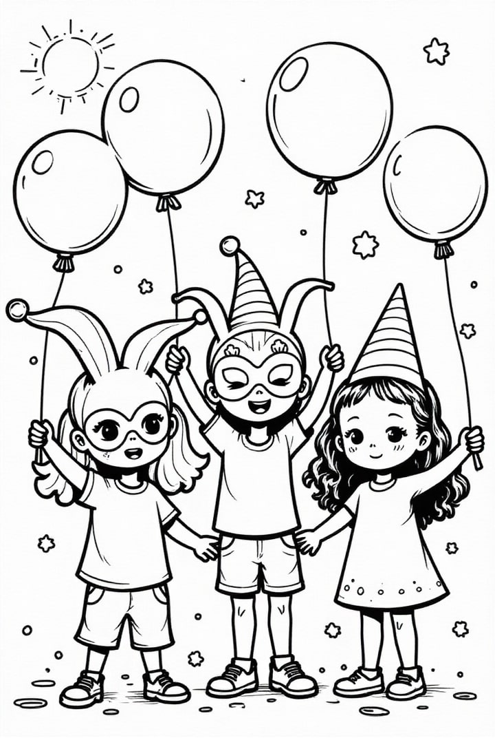 carnaval con globos Dibujo para colorear carnaval con globos