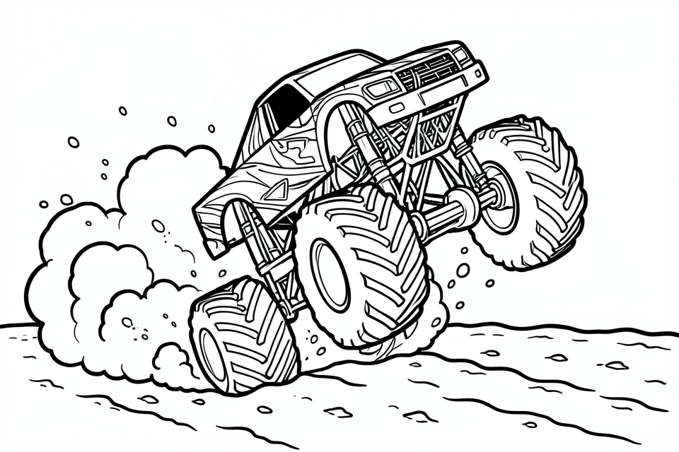 Dibujo para colorear carreras de monster trucks