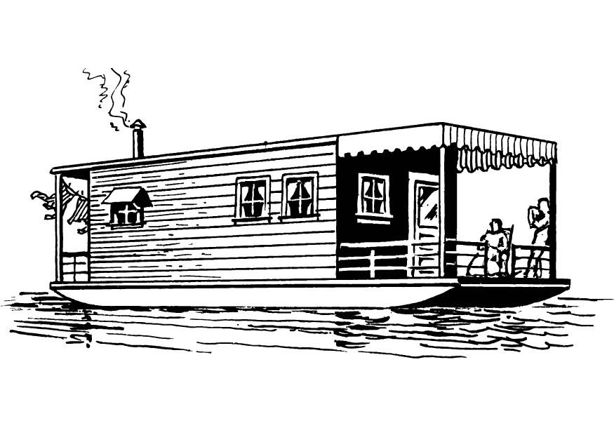 Dibujo para colorear casa flotante