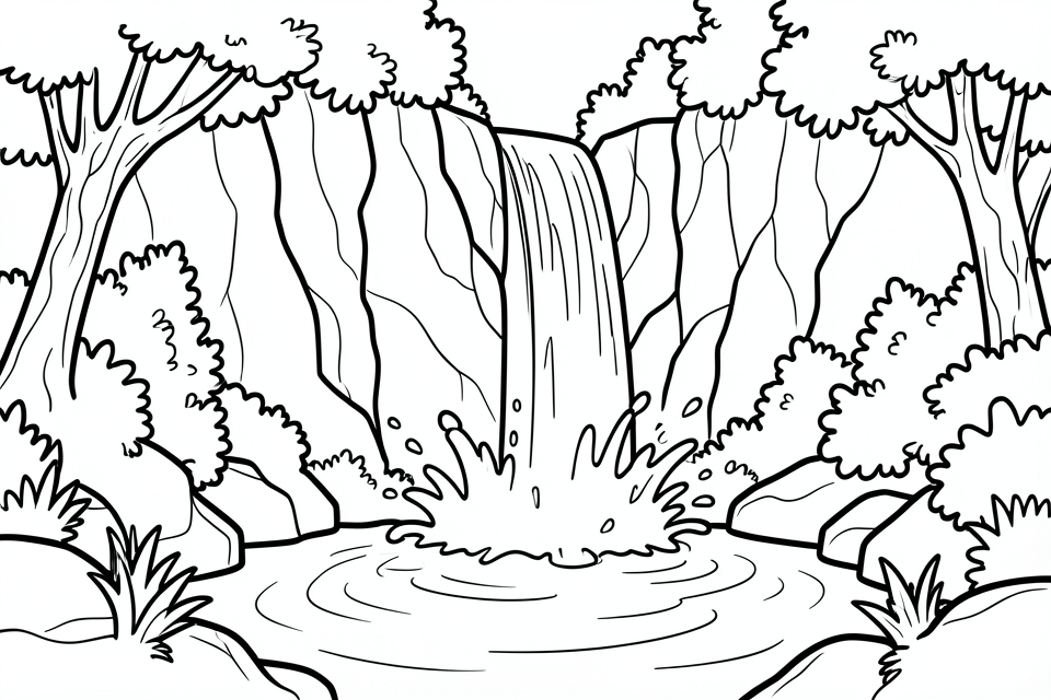Dibujo para colorear cascada