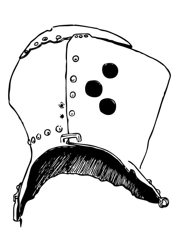Dibujo para colorear casco de caballero