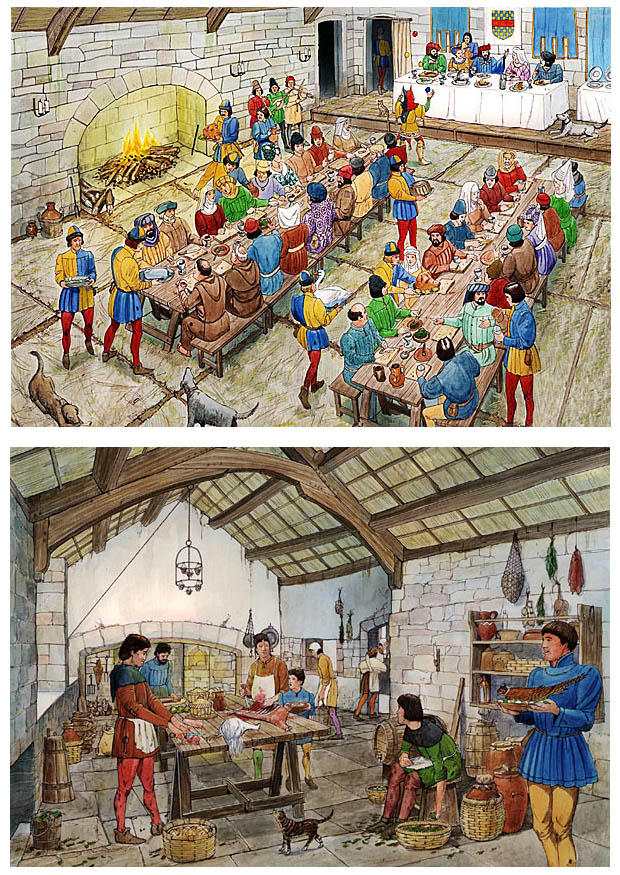 castillo: la sala de banquetes y la cocina medieval Imagen castillo: la sala de banquetes y la cocina medieval