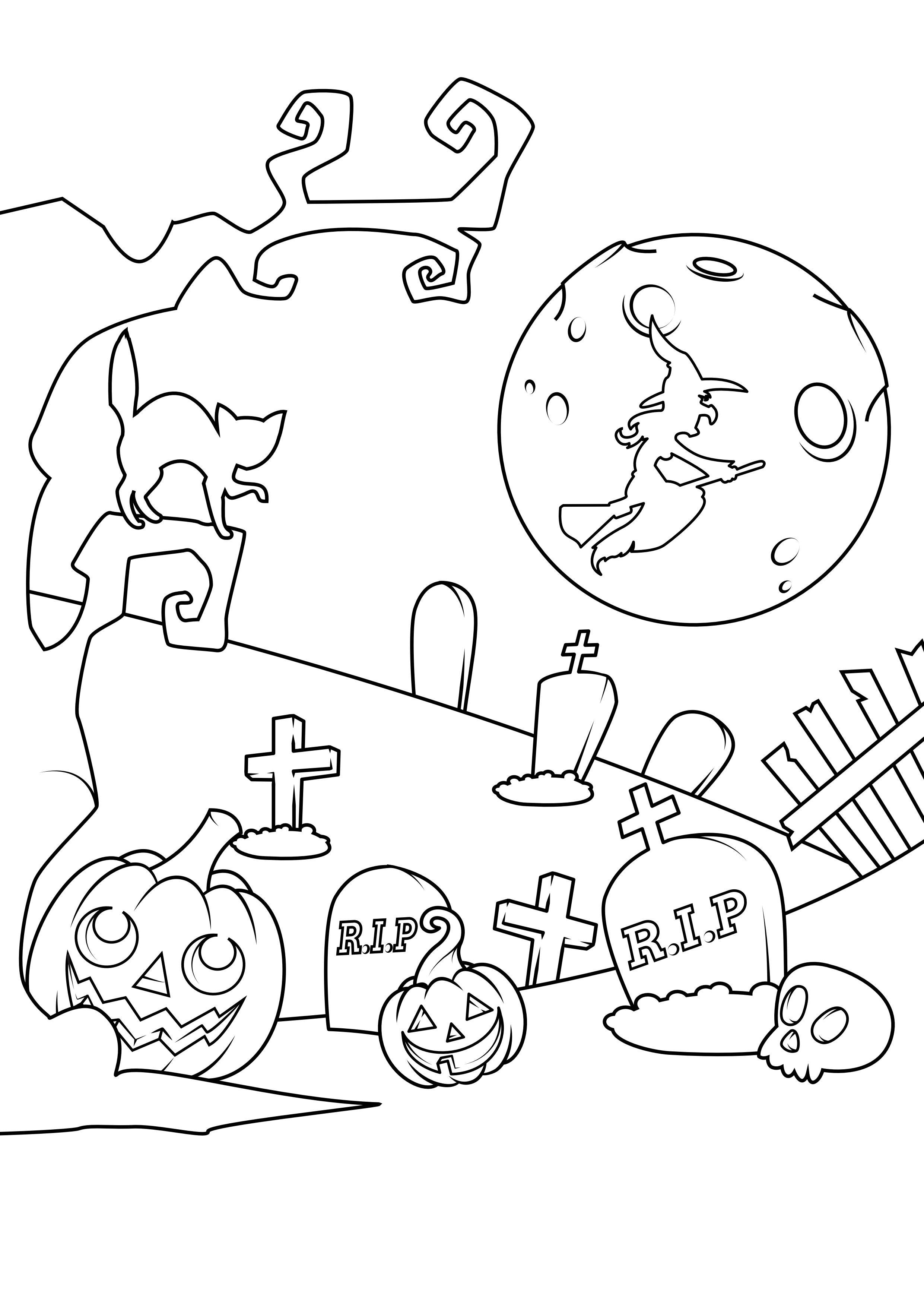 cementerio de halloween Dibujo para colorear cementerio de halloween
