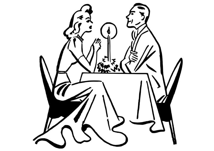 cena a la luz de las velas Dibujo para colorear cena a la luz de las velas