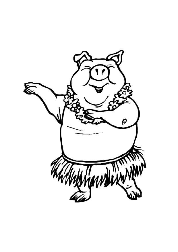 Dibujo para colorear cerdo bailando