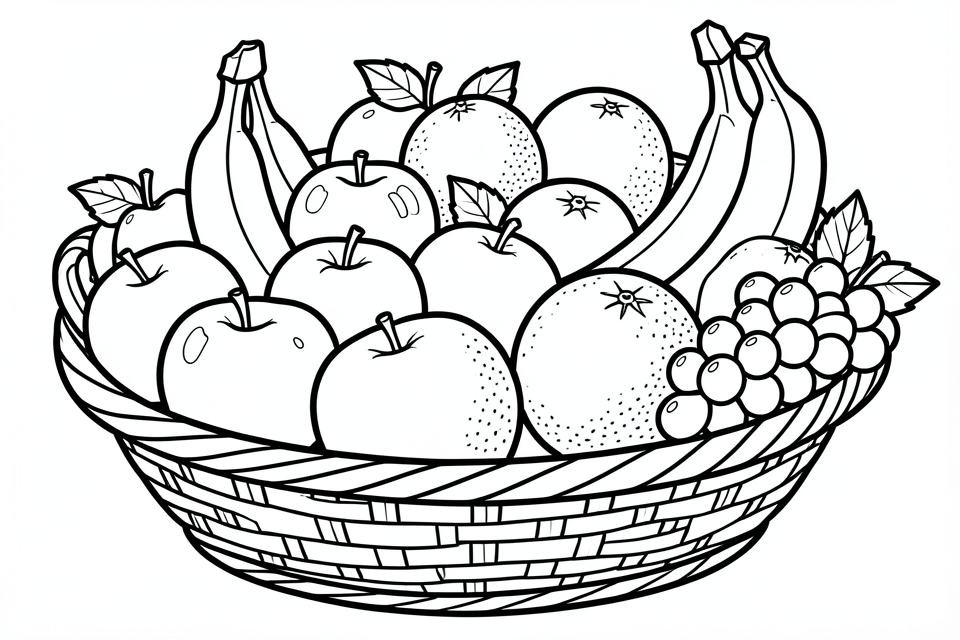 cesta de frutas Dibujo para colorear cesta de frutas