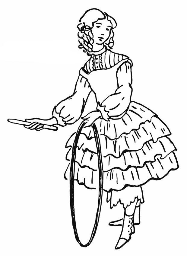 chica con aro Dibujo para colorear chica con aro
