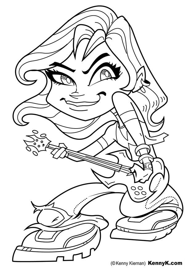 chica con guitarra Dibujo para colorear chica con guitarra