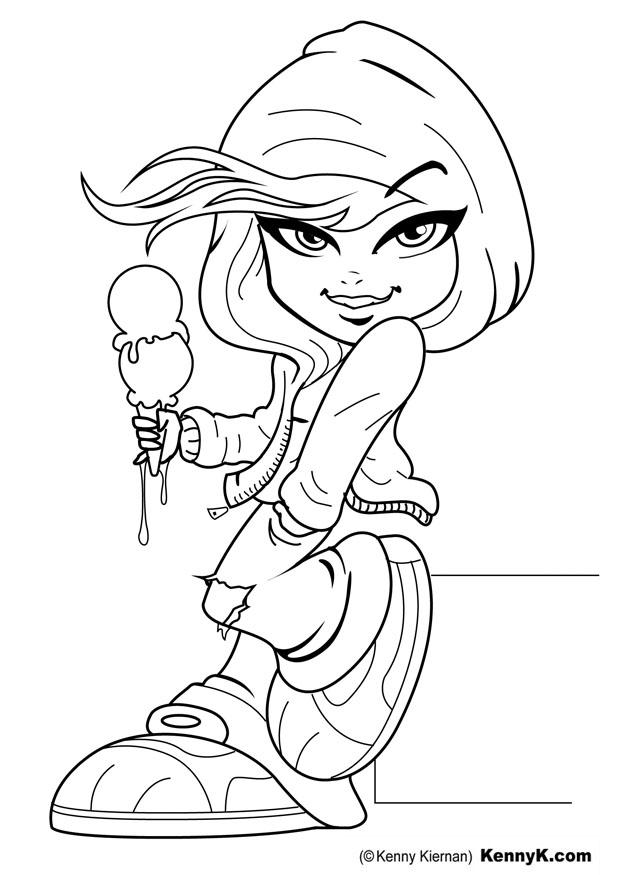 chica con helado Dibujo para colorear chica con helado