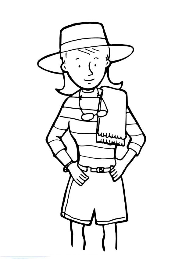 Dibujo para colorear chica con toalla