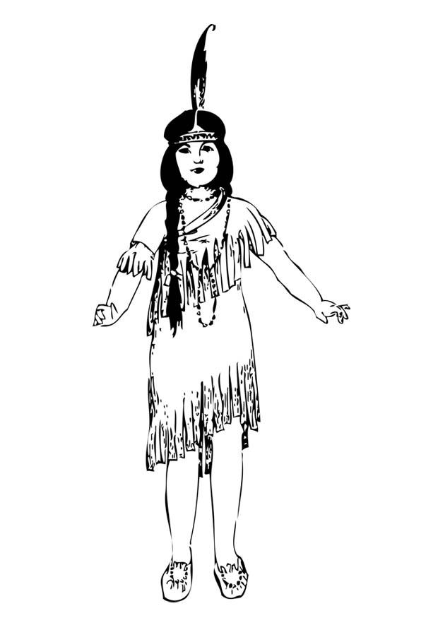 chica india Dibujo para colorear chica india