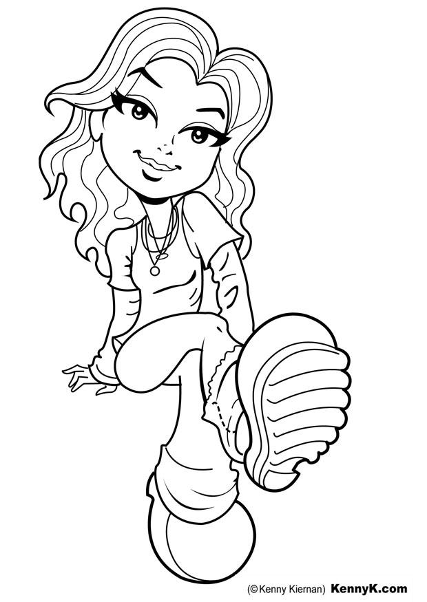 chica sentada Dibujo para colorear chica sentada