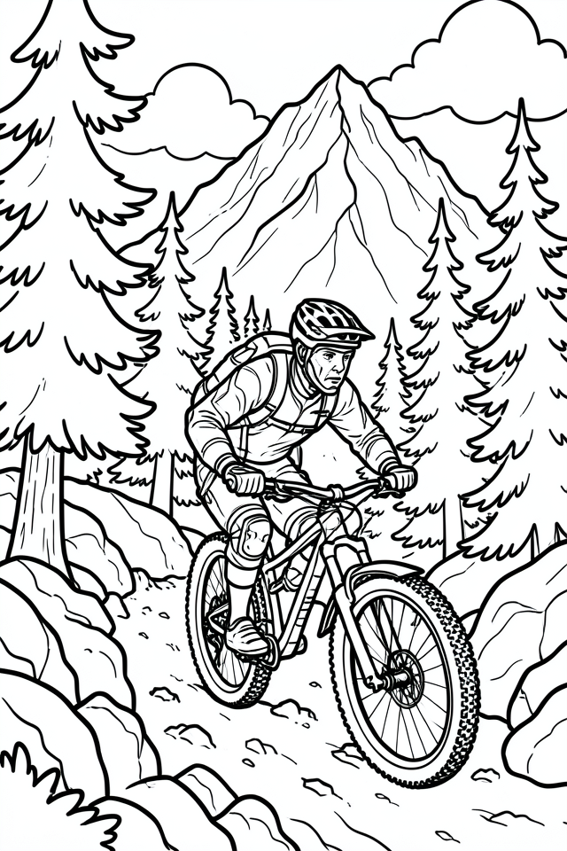 ciclista de montana Dibujo para colorear ciclista de montana