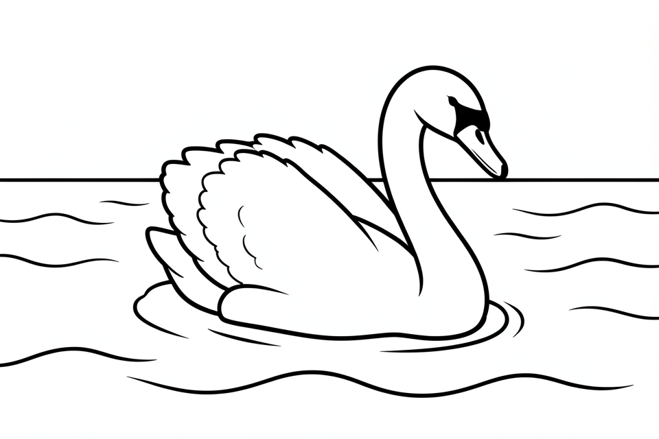 cisne en el agua Dibujo para colorear cisne en el agua