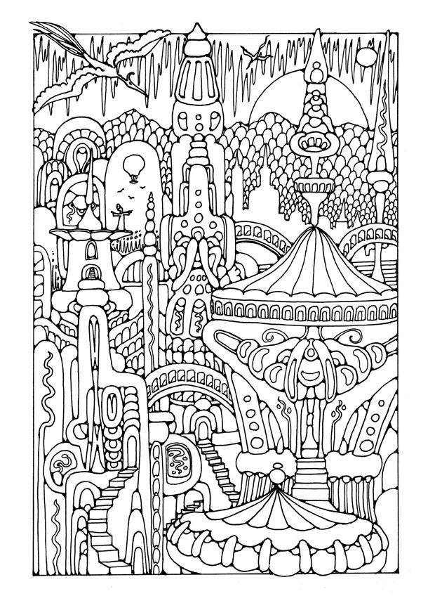 ciudad de cuento Dibujo para colorear ciudad de cuento