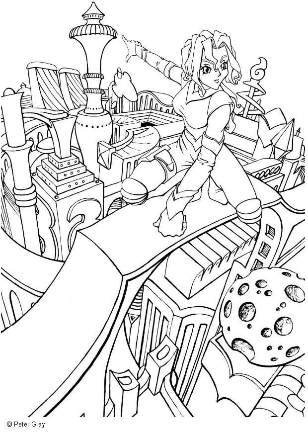 ciudad manga del futuro Dibujo para colorear ciudad manga del futuro