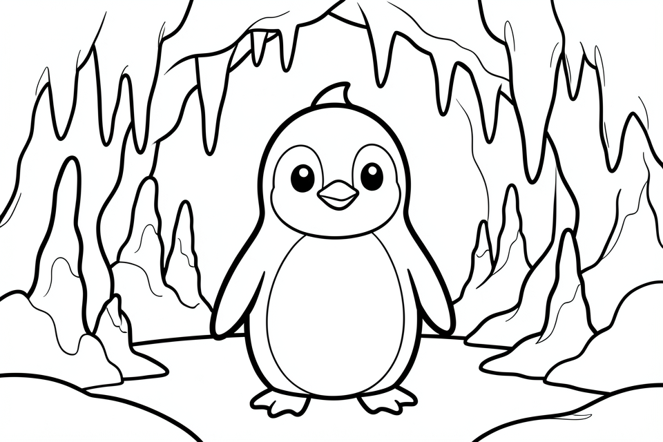 Dibujo para colorear cobaya entre escombros en la cueva 