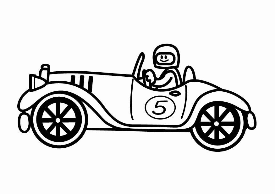 coche de carreras retro Dibujo para colorear coche de carreras retro