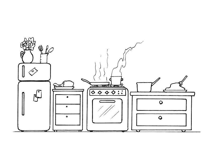 cocina Dibujo para colorear cocina