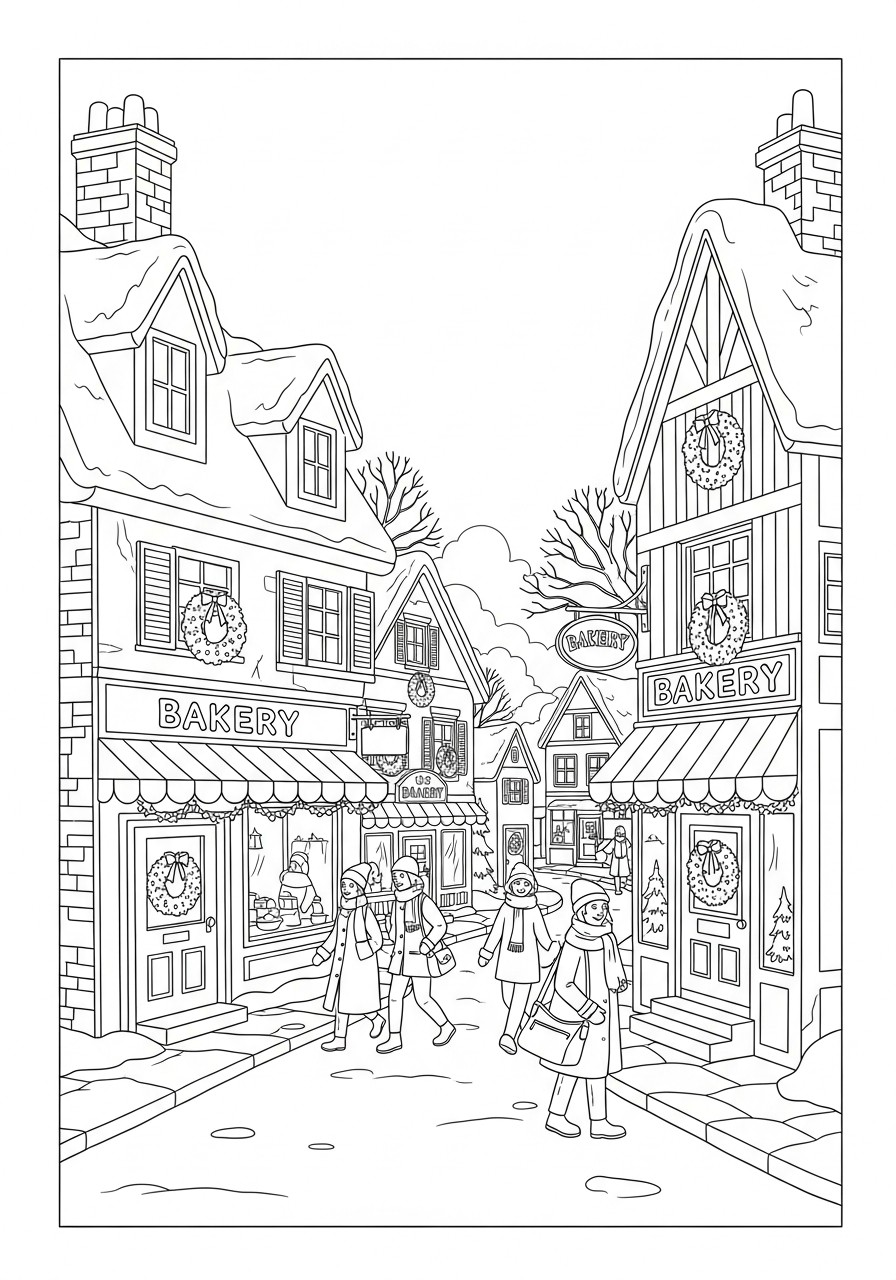 compras en el pueblo Dibujo para colorear compras en el pueblo